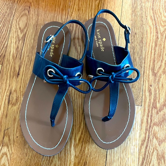 Kate Spade Navy Blue Carolina Sandals with box, size 7.5, excellent like new - Picture 2 of 7